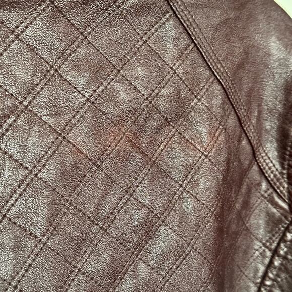 Vintage Y2K Guess Brown Faux Leather Biker Jacket - Picture 5 of 10